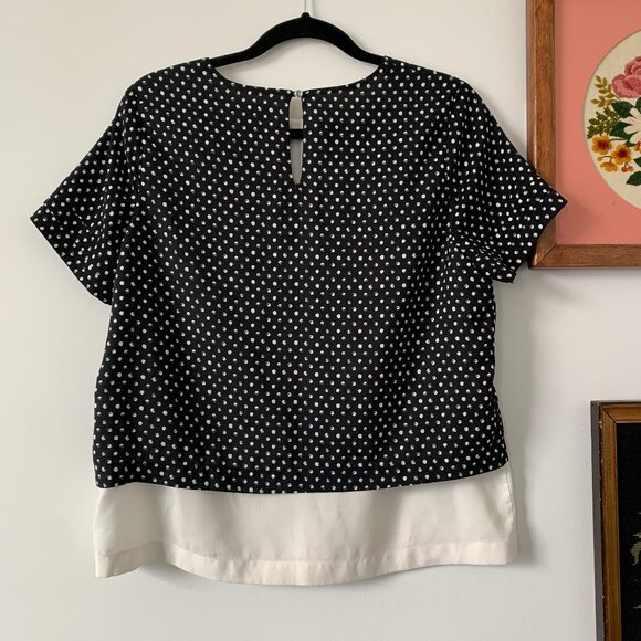 Contemporaine by Simons | Layered Blouse short-sleeve size Small black white - Picture 3 of 11